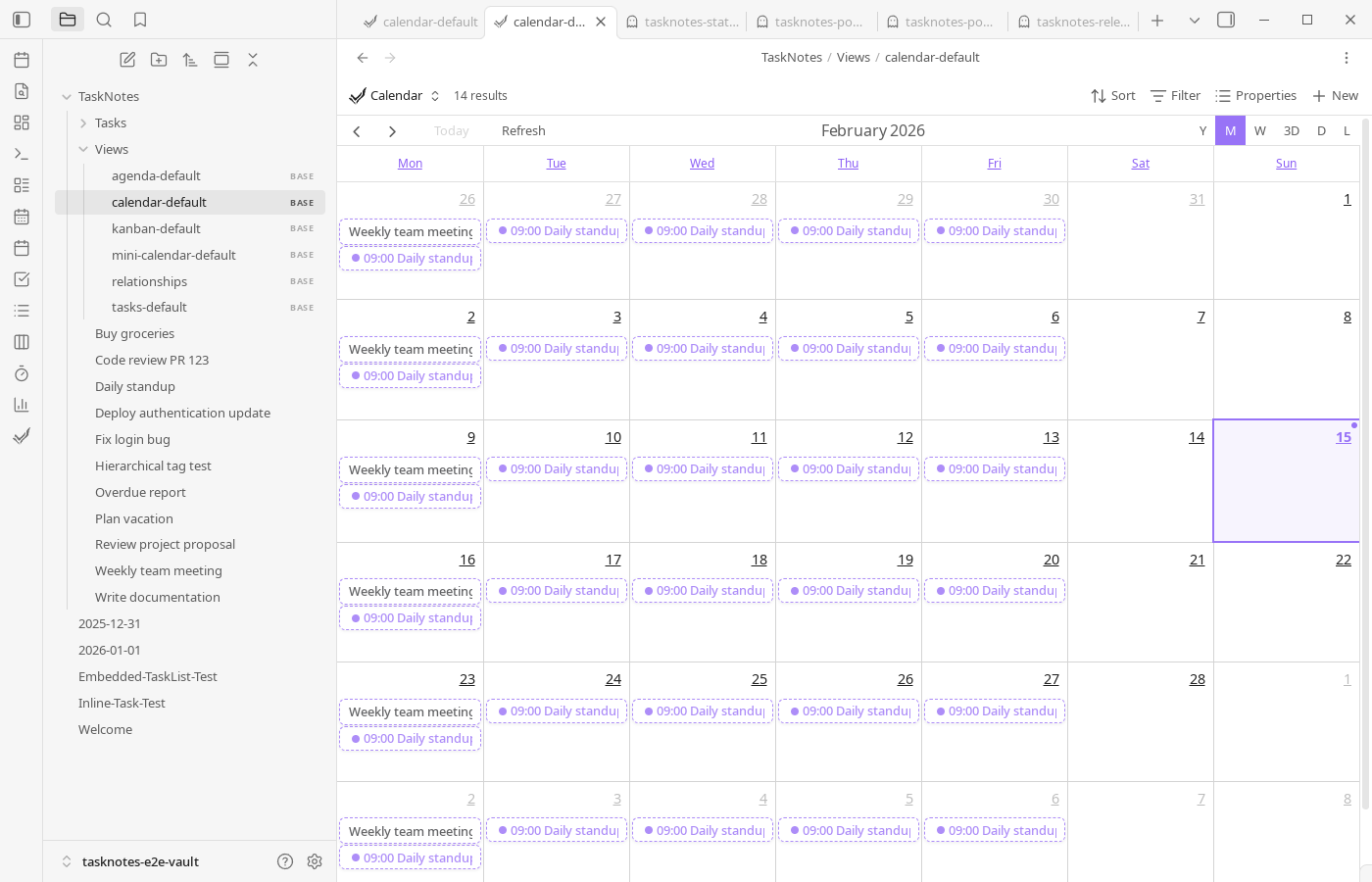 Recurring task calendar