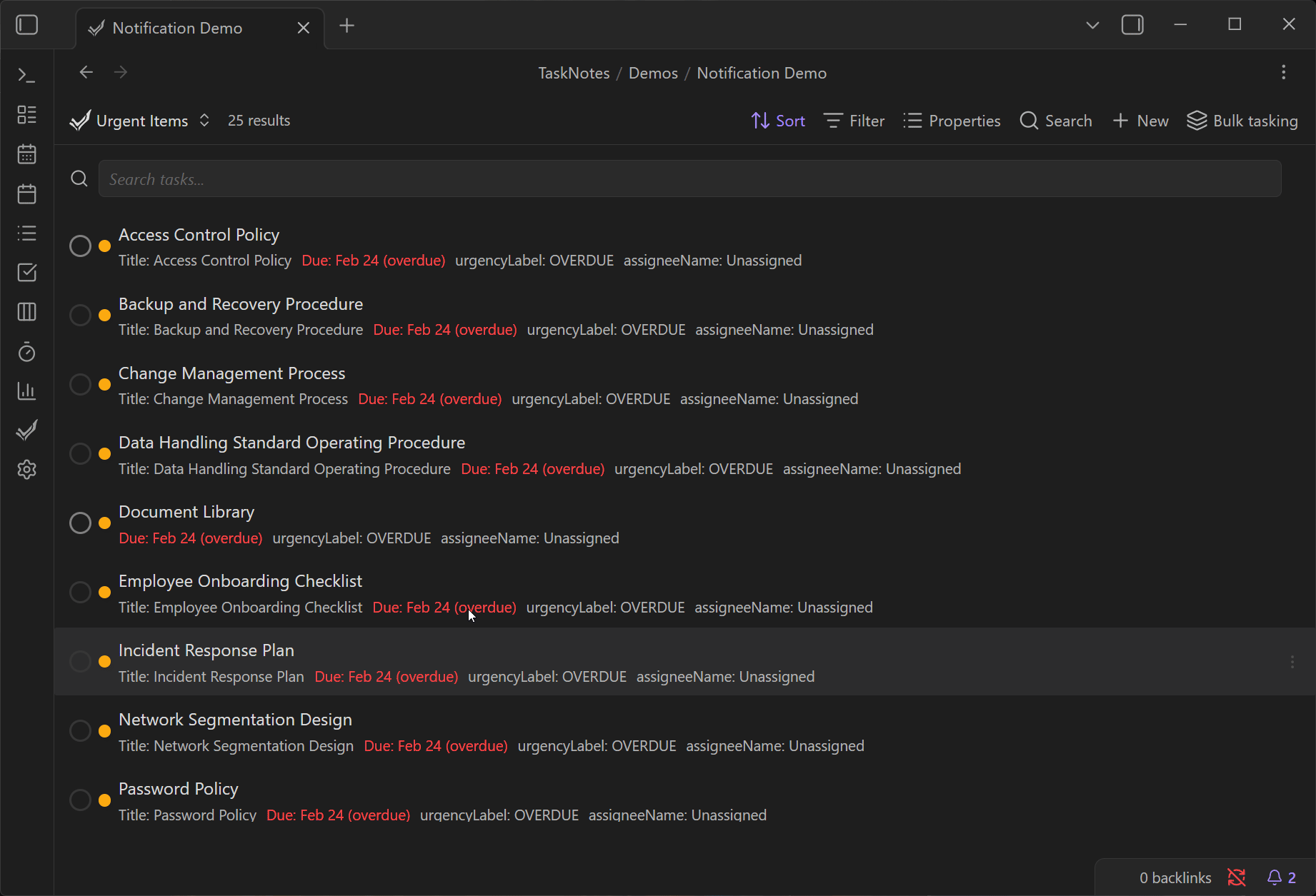 notification per category behavior