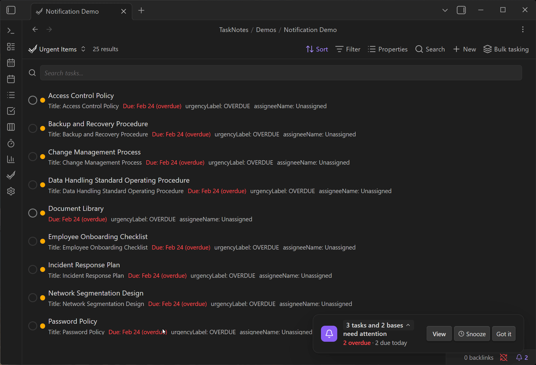 notification toast appearing