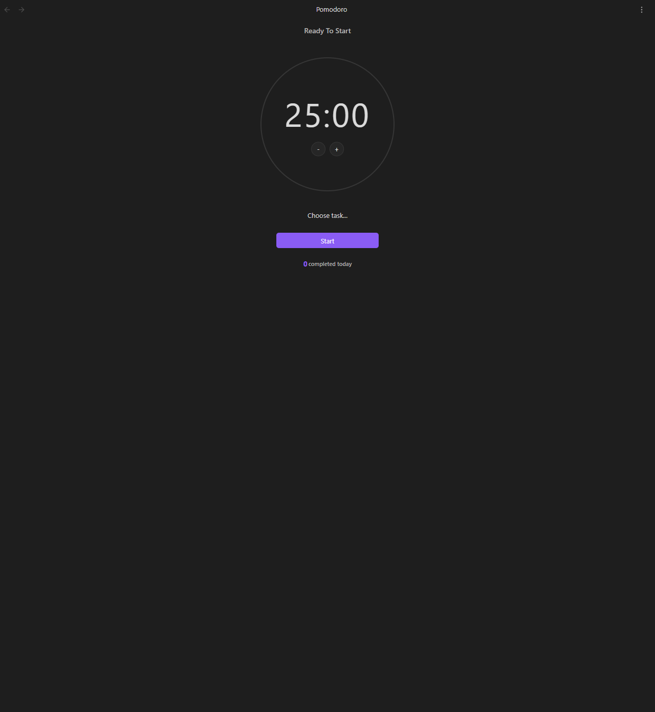 Pomodoro timer and time tracking interface
