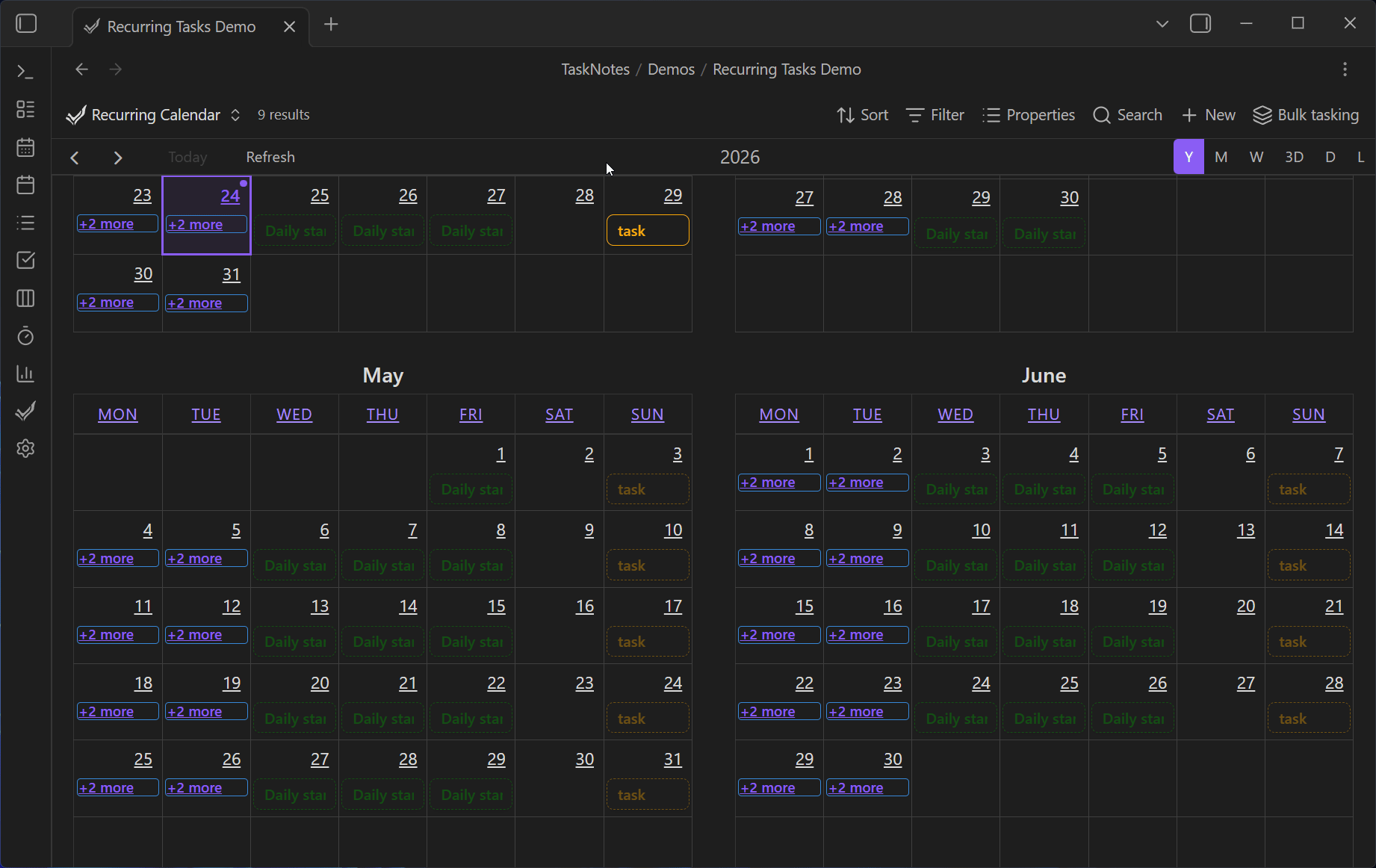 recurring tasks drag pattern instances