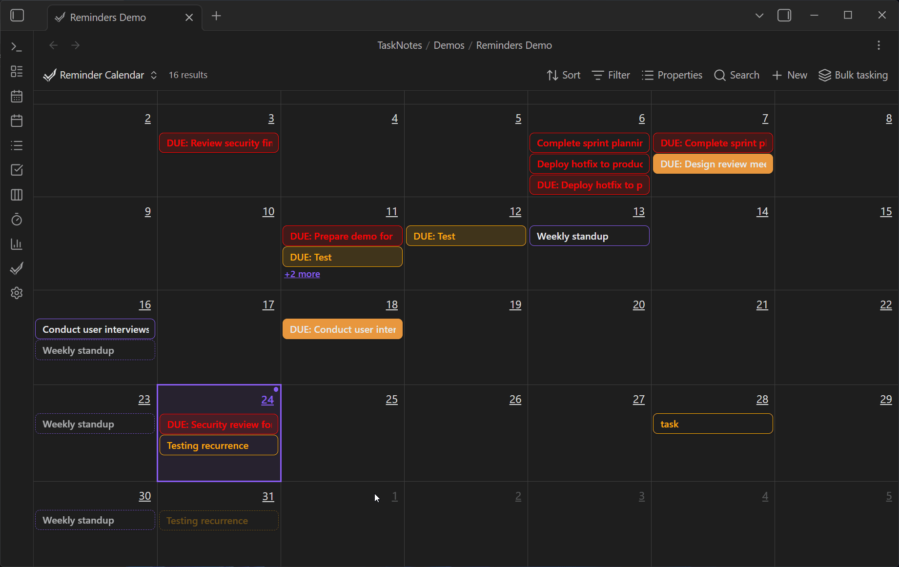 reminders quick options anchor dates