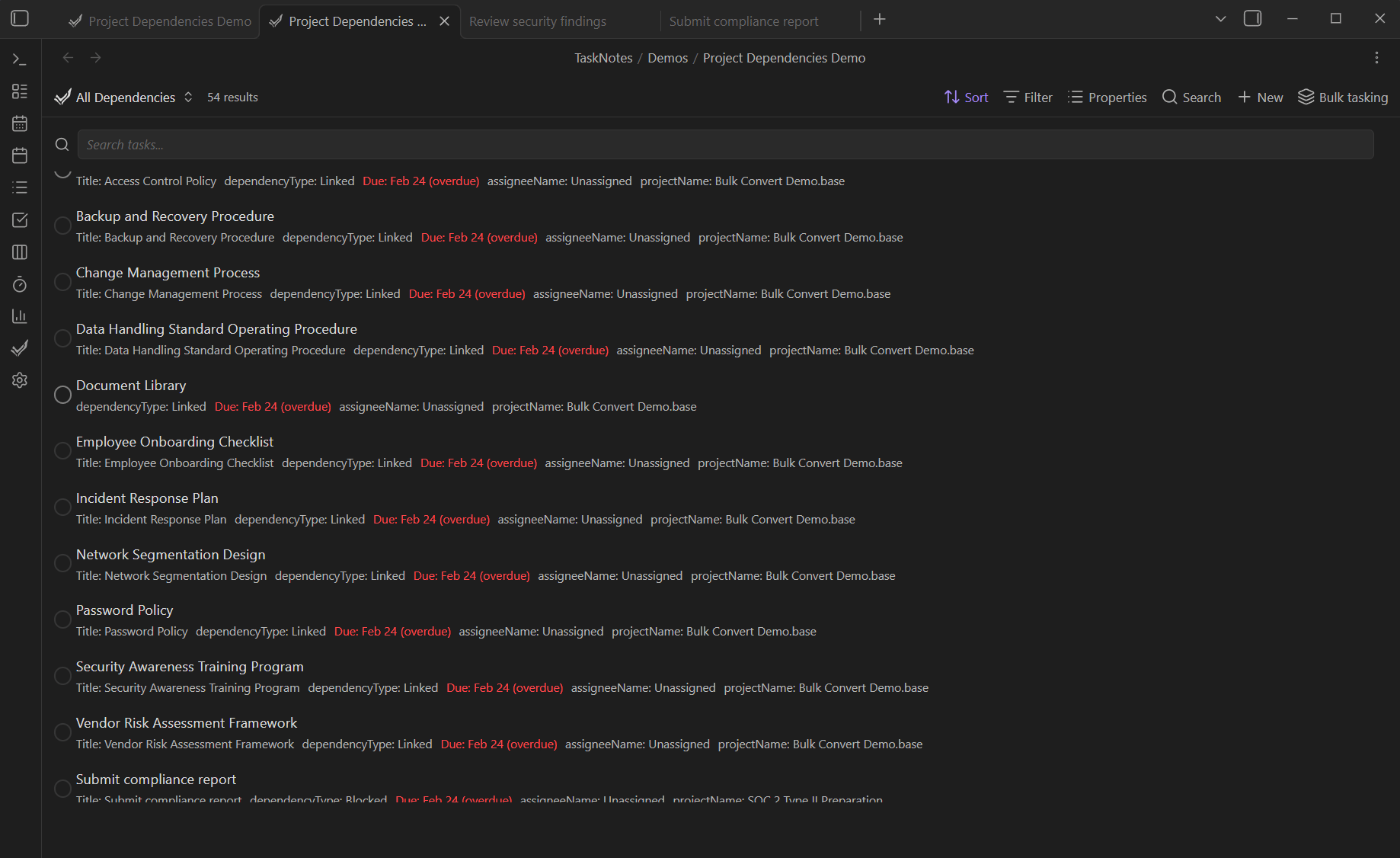 task card dependency fork expand