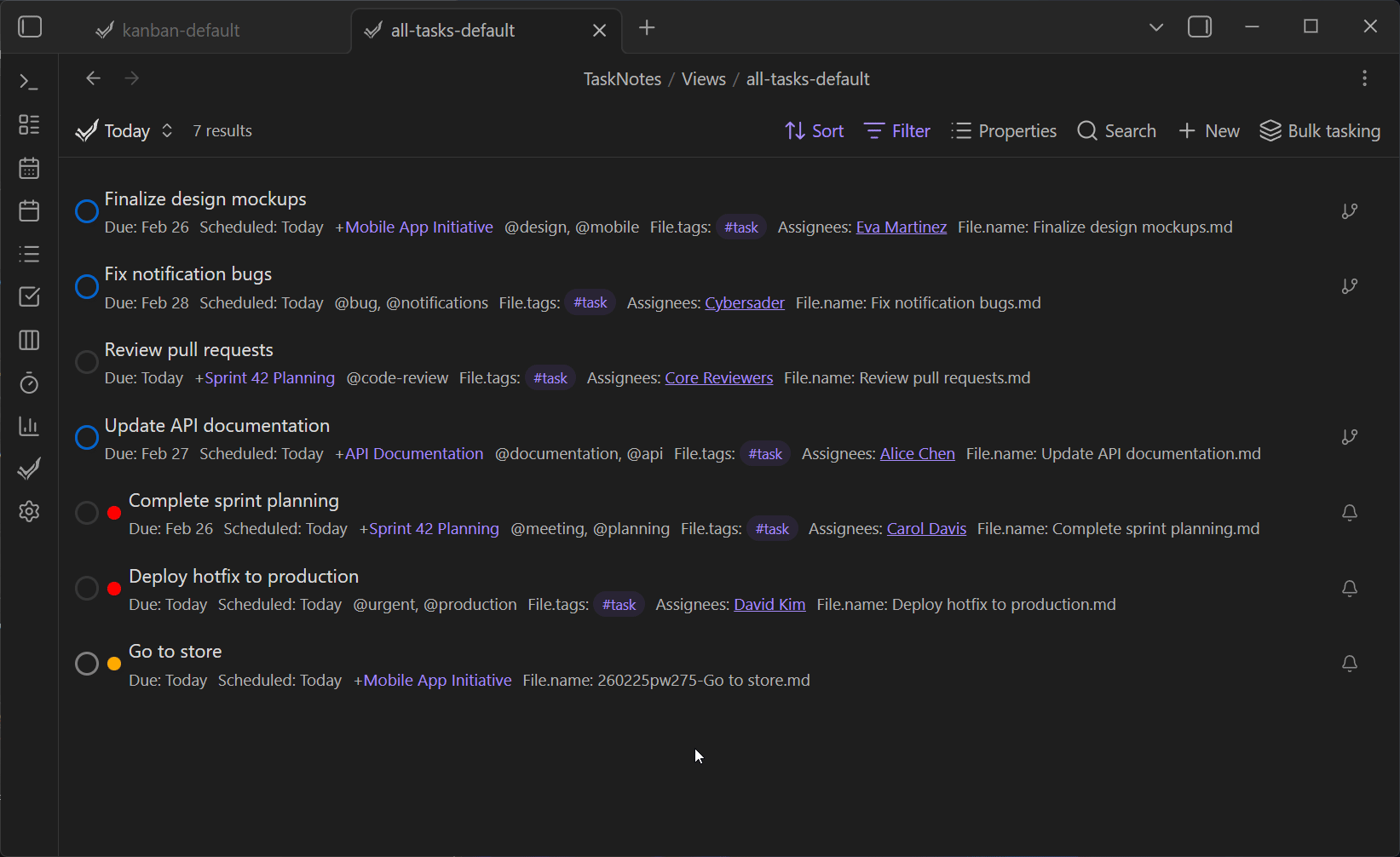 task card project indicator