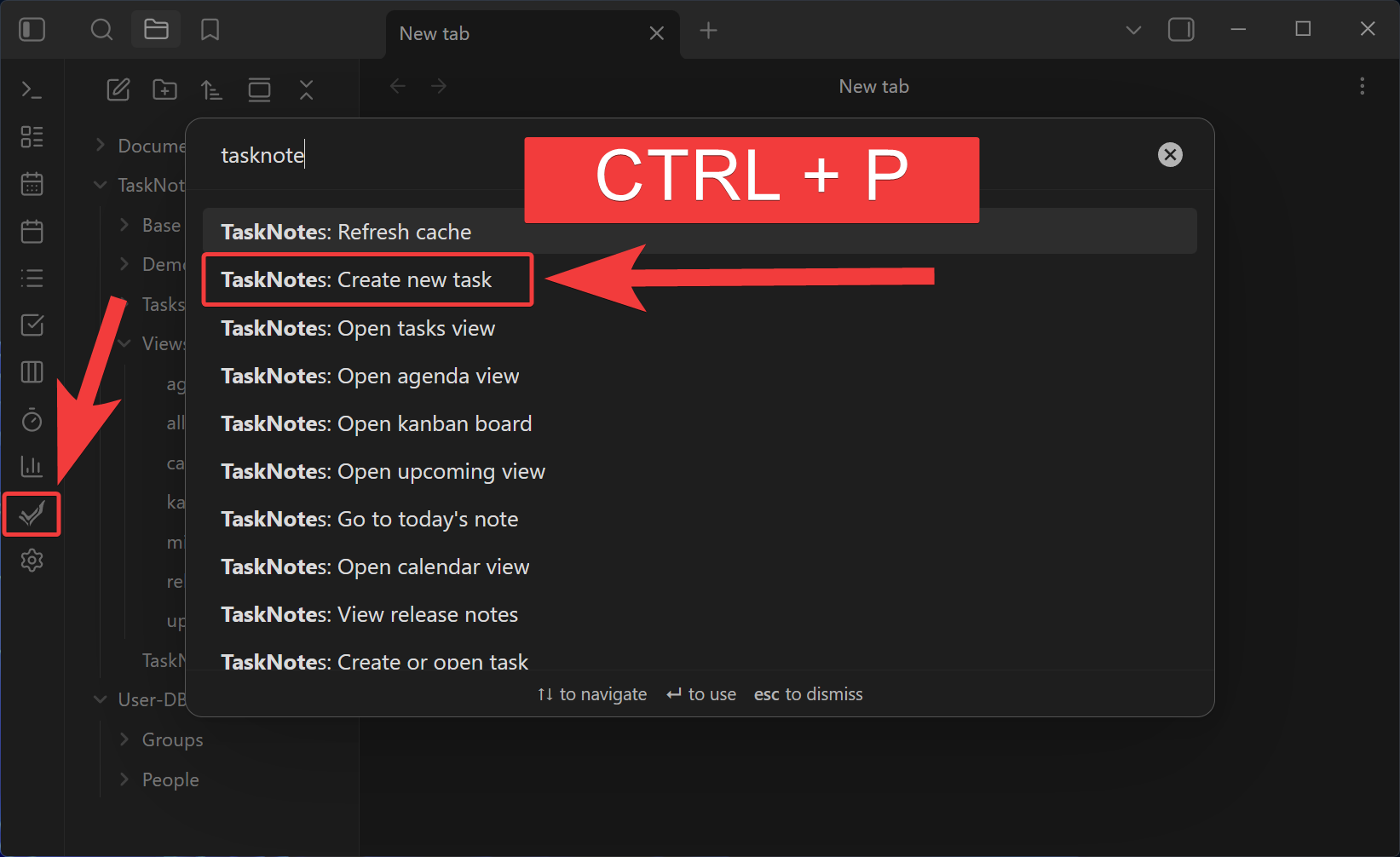 task creation modal overview